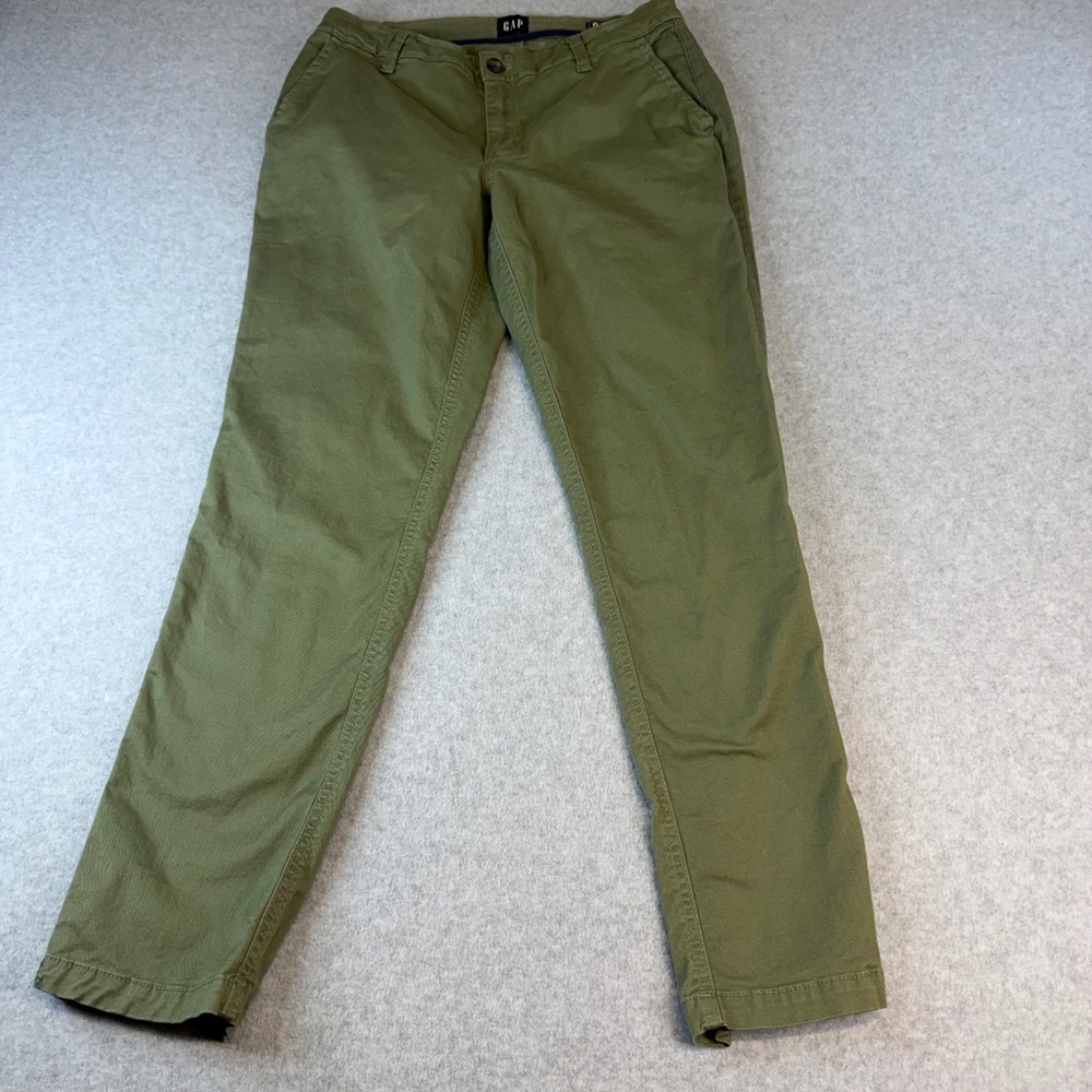 Gap Relaxed Girlfriend Chino Pants Olive Green Size 6 Tapered Leg Casual Twill